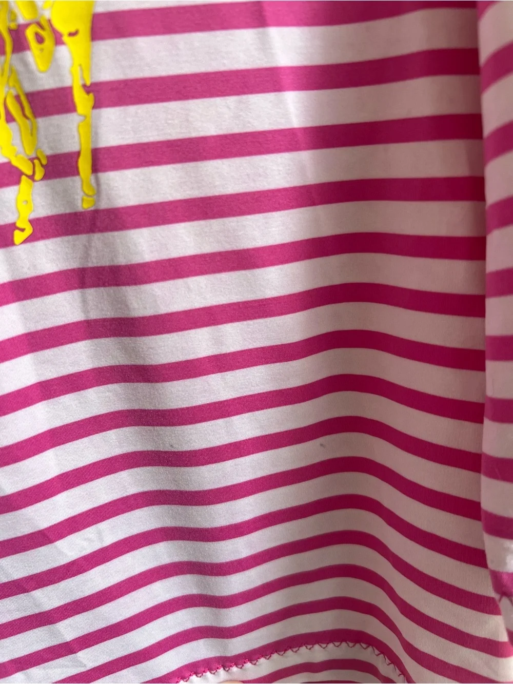 Ralph Lauren Hot Pink & White Striped Polo Pony Long Sleeve Top